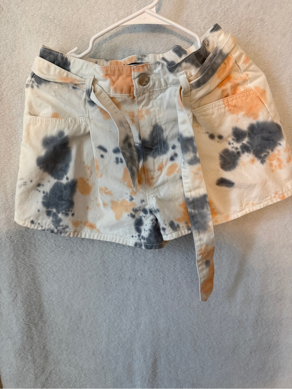 Forever 21 Tie-Dye High Waist Shorts in Orange & Gray